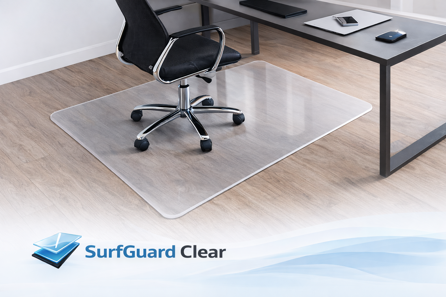 SurfGuard Clear — mata z poliwęglanu pod krzesło oraz na biurko